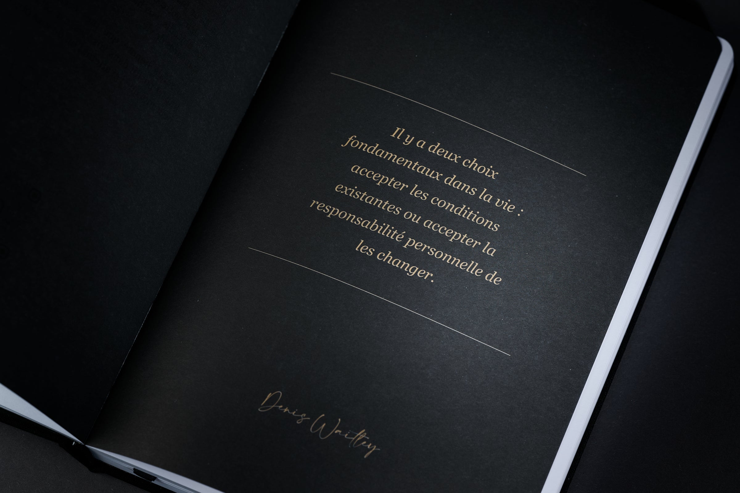 Page du Mindset Planner — citation dorée de Denis Waitley
